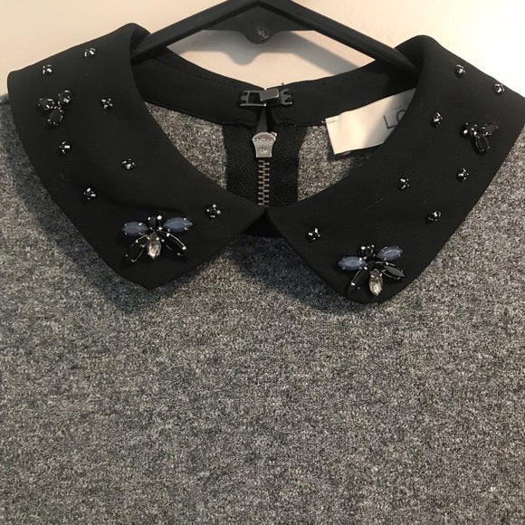 EUC Loft Peter Pan Collar Bejeweled Gems Dress - Picture 3 of 8